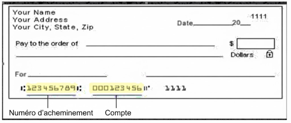 Example of a US void cheque in French